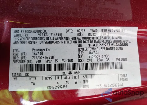 2017 Ford Focus Se from USA, damaged, VIN 1FADP3K27HL340856
